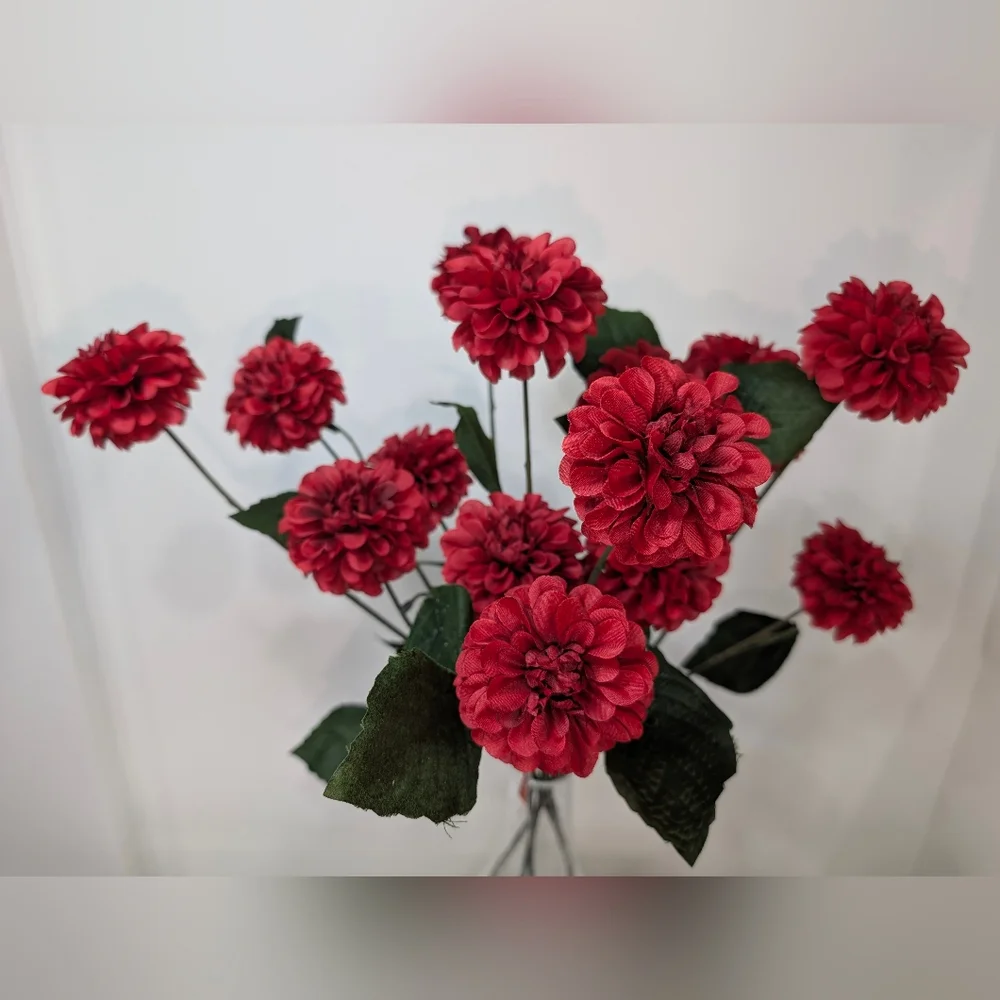 Dark Red Dahlia Stems Ashland Michaels Scarlet Faux Floral Scarlet Flowers